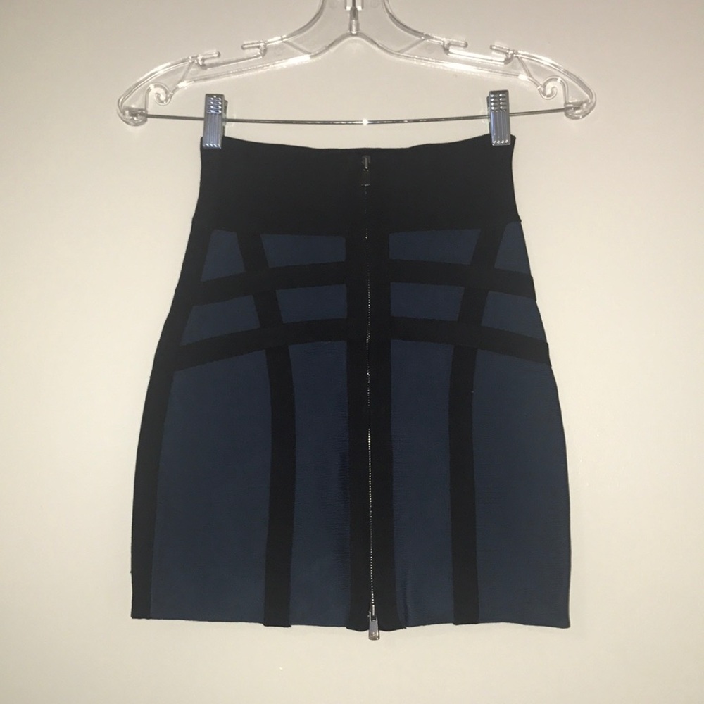 Caged zipper-front Herve Leger bandage skirt
